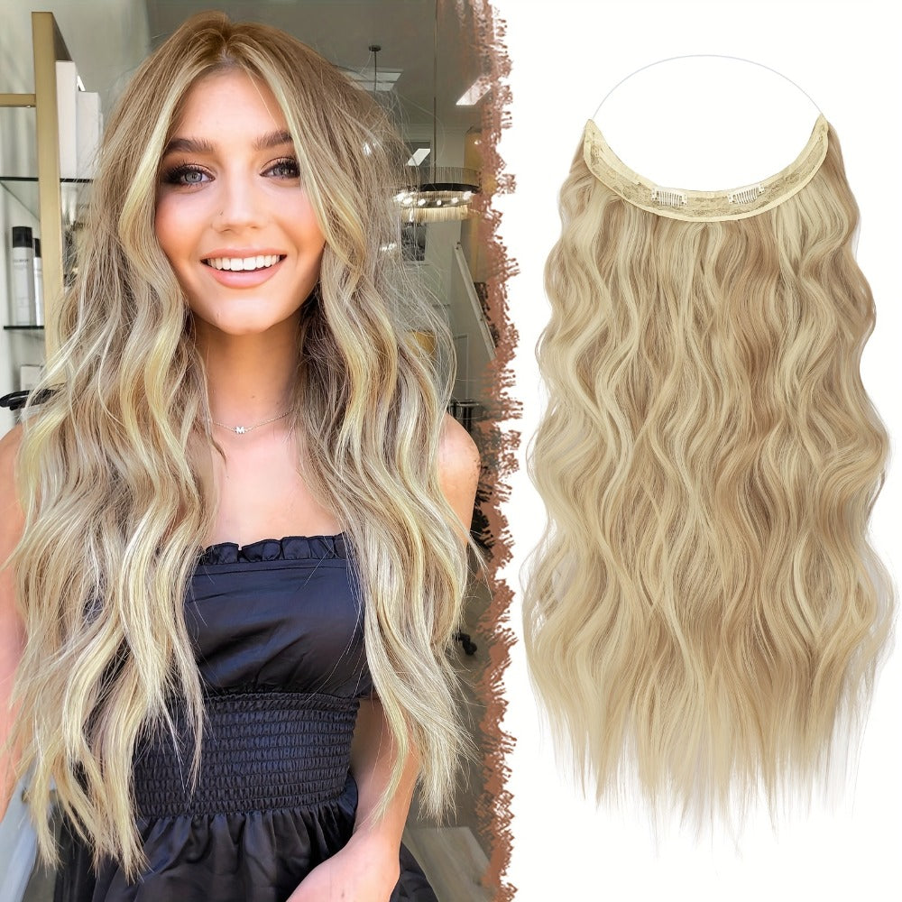 Hair Extensions Wavy 18-Inch Synthetic Halo Weft with Clear Wire, Two Clips and Ten Color Options — image 18