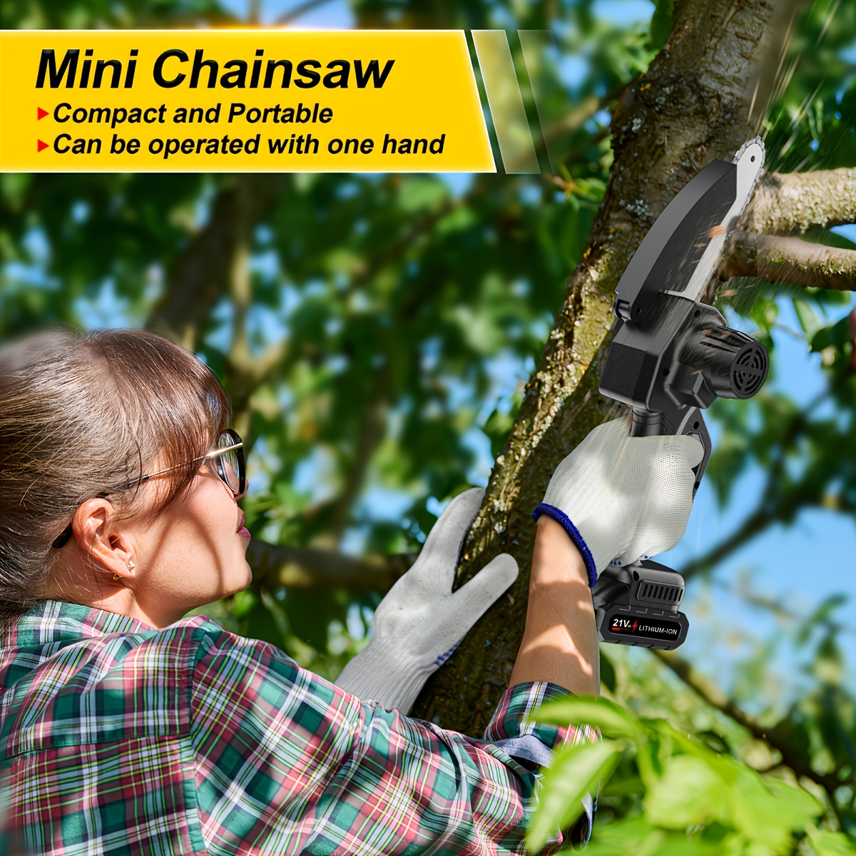 Electric Mini Chainsaw 6-Inch with Debris Guard & Toolbox - Cordless Handheld Pruning Saw with Safety Lock — image 12