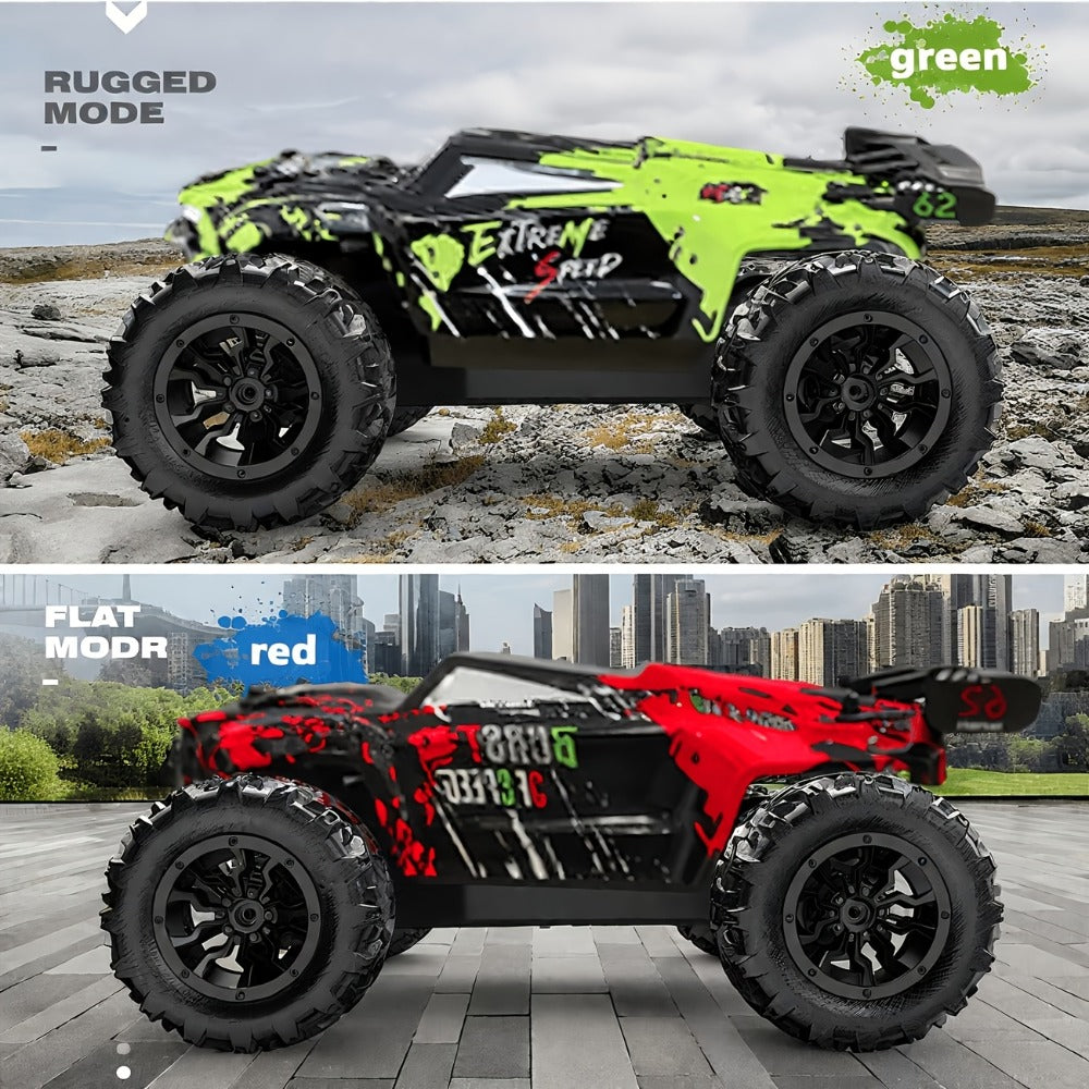 RC Monster Truck 4WD Green Off-Road Style Vehicle with LED Details, 2.4G Remote Controller and Treaded Tires — image 12