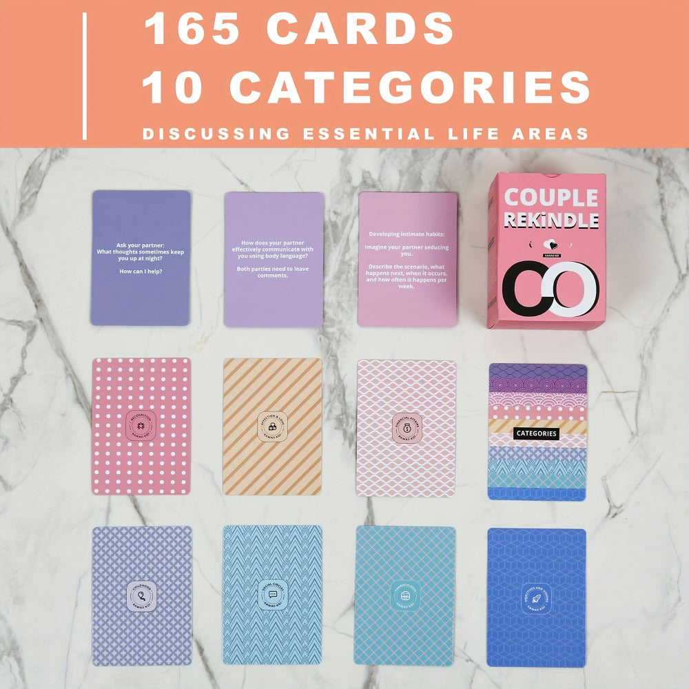 Couple Rekindle Conversation Card Game with 165 Cards, 10 Prompt Categories, Pink Box and Two-Person Play Format — image 6