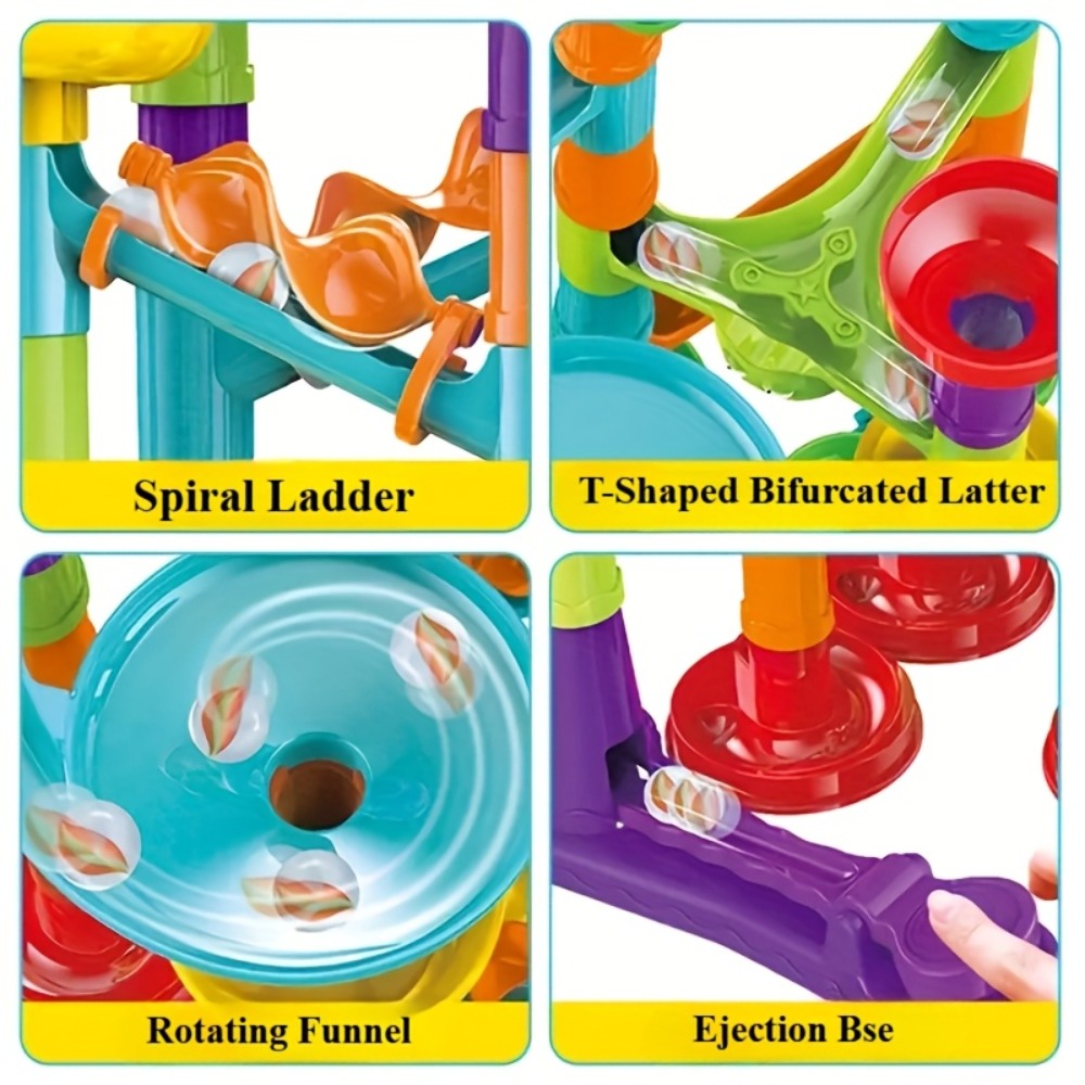 Marble Run Set Building Blocks for Kids 112/147pcs with Glass Marbles with the Listed Color, Size or Set Options for Everyday