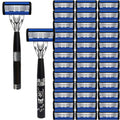 Safety Razor Kit for Men Double Edge 36 Blades & 2 Anti-Slip Handles – Stainless Steel Manual Wet Shaving Set for Smooth Pain