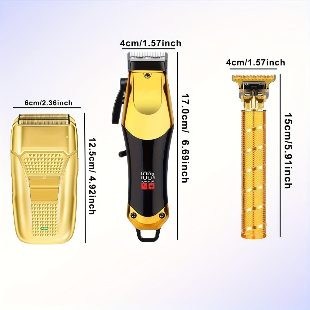 Men's Grooming Kit Hair Clipper Set USB Rechargeable LCD Display – Professional Clipper Razor T-Blade Trimmer 8 Guide Combs &