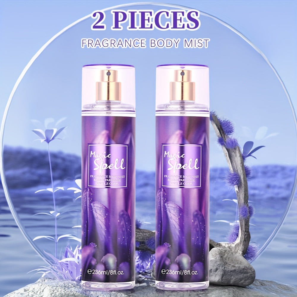 Body & Hair Fragrance Mist for Women 2PCS Set - Perfume Spray 8 fl oz, Fruity Floral Scents Peach Pear Cherry Blossom — image
