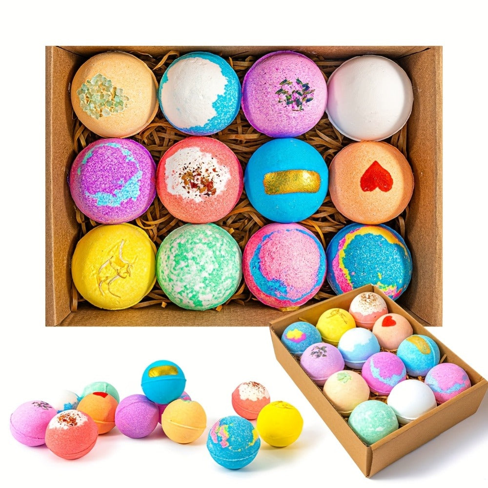 Ocean Bath Bombs Gift Set 20pcs Sea Themed Fizzy Bath Salt Balls Fun Treasure Shapes Colorful, for Bath Time, Home Spa and Pe