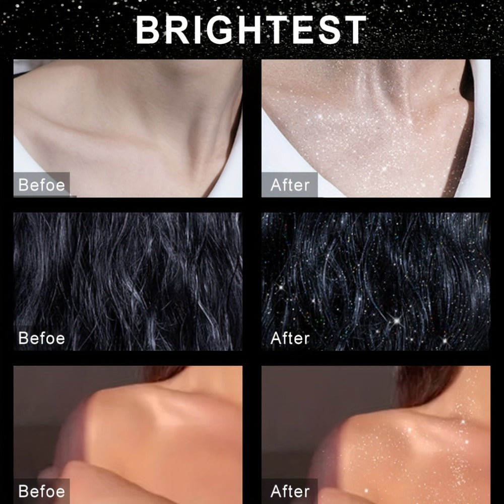 Glitter Spray for Hair & Body Quick Dry Shimmer Spray – High-Gloss Body Glitter for Face Lips Eyes Skin Festival Rave Party P