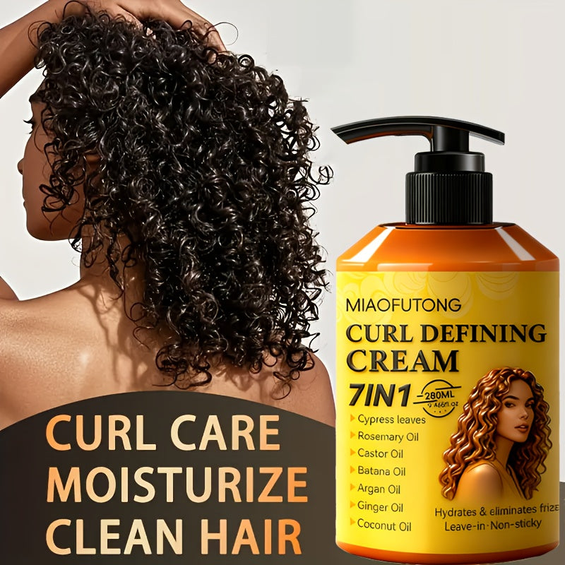 7-in-1 Curl Defining Cream by MIAOFUTONG in 280ml Pump Bottle with Seven Front-Label Botanical Ingredients — image 12