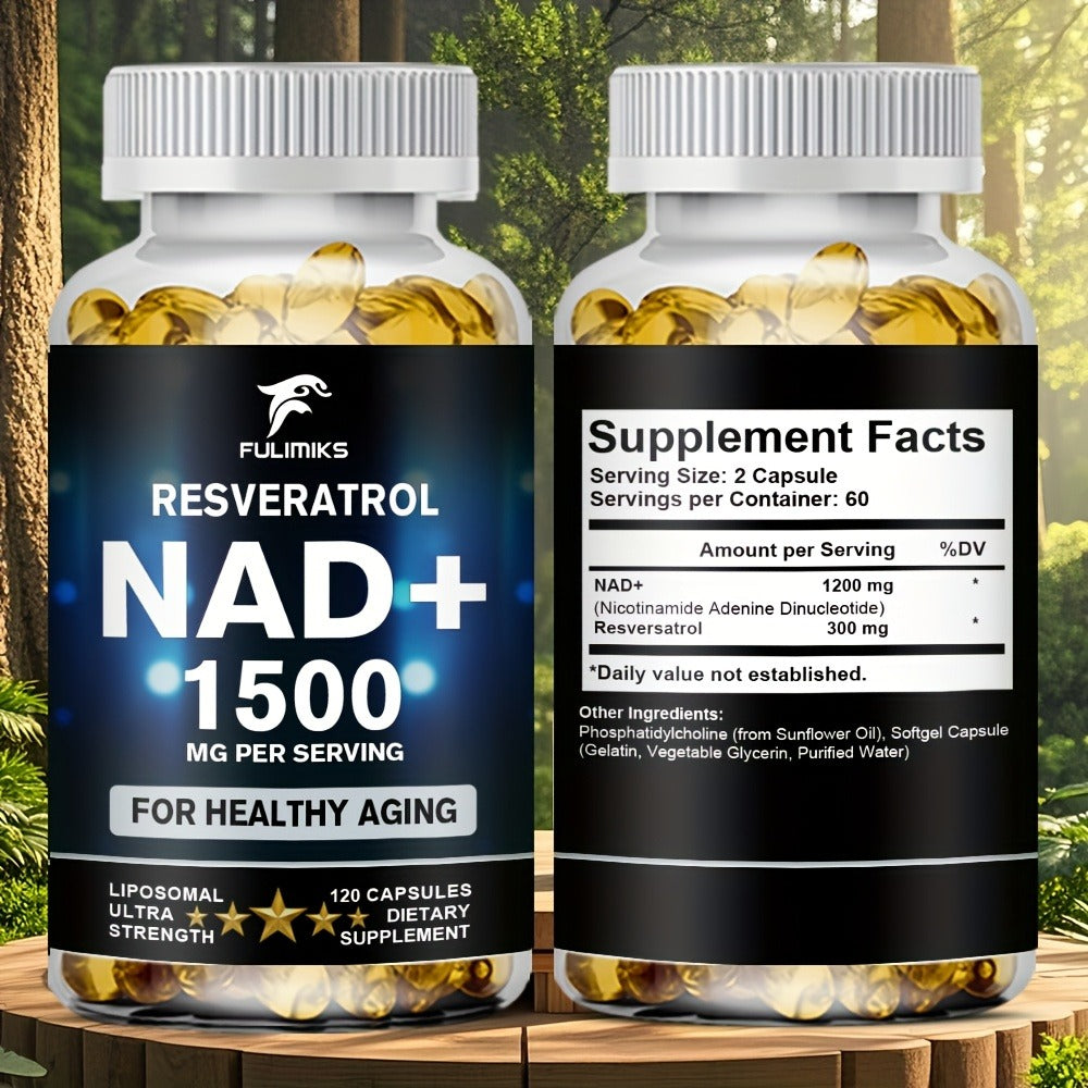 Dietary Supplement NAD+ Formula with Nicotinamide Riboside and Resveratrol Capsules, 120 Count — image 2
