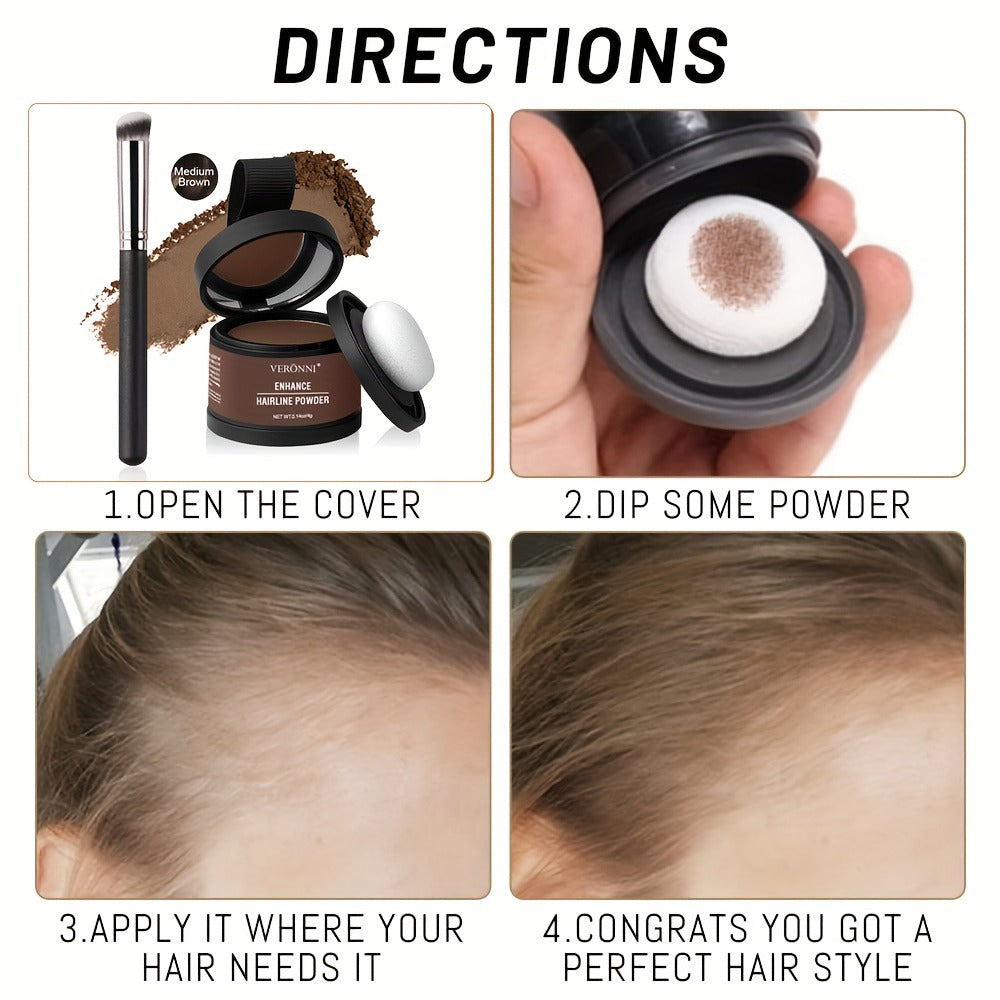 Hair Root Concealer Powder with Brush - Instantly Covers Gray Roots & Thinning Hairline, Plant-Based Keratin Formula — image 