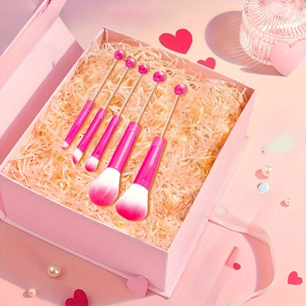 Makeup Brush Set, 15-Piece Bead-Ready Metal Handle Collection with Powder, Blush, Eyeshadow and Angled Brush Shapes — image 5