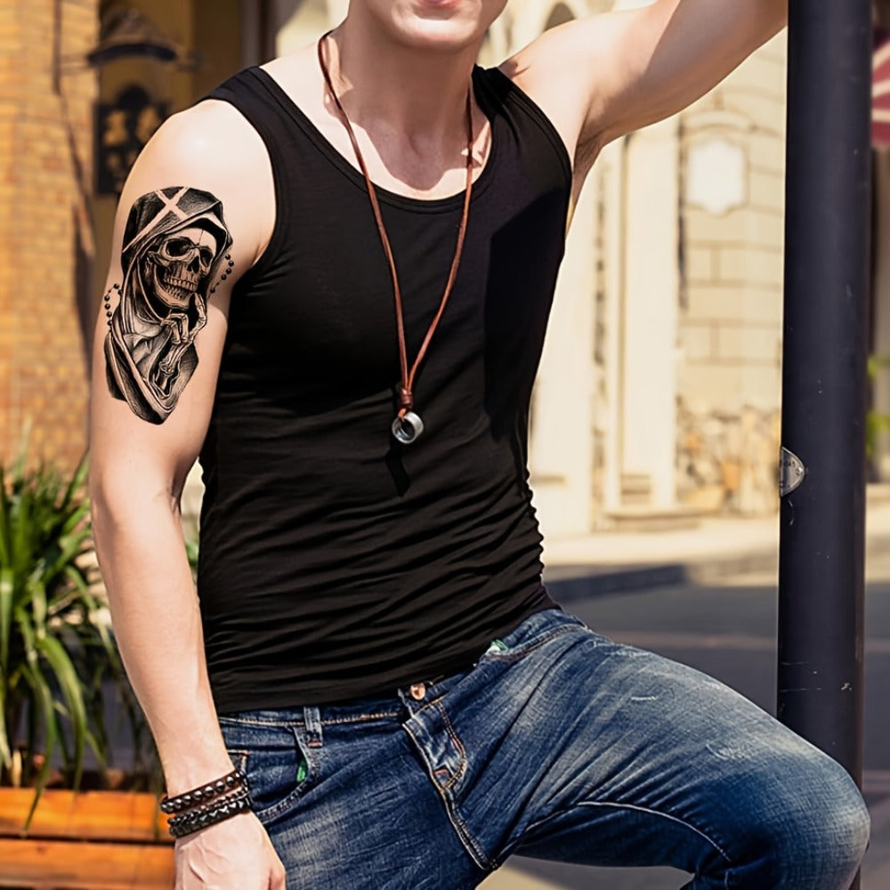 Temporary Tattoos, 32-Sheet Black Animal and Tribal Set with Wolf, Lion, Tiger, Skull and Rose Designs — image 3
