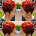 Synthetic Wig 6-Inch Curly-Wave Pixie Cut in Ombre Black-Burgundy with Rose Net Cap for Festivals — image 6