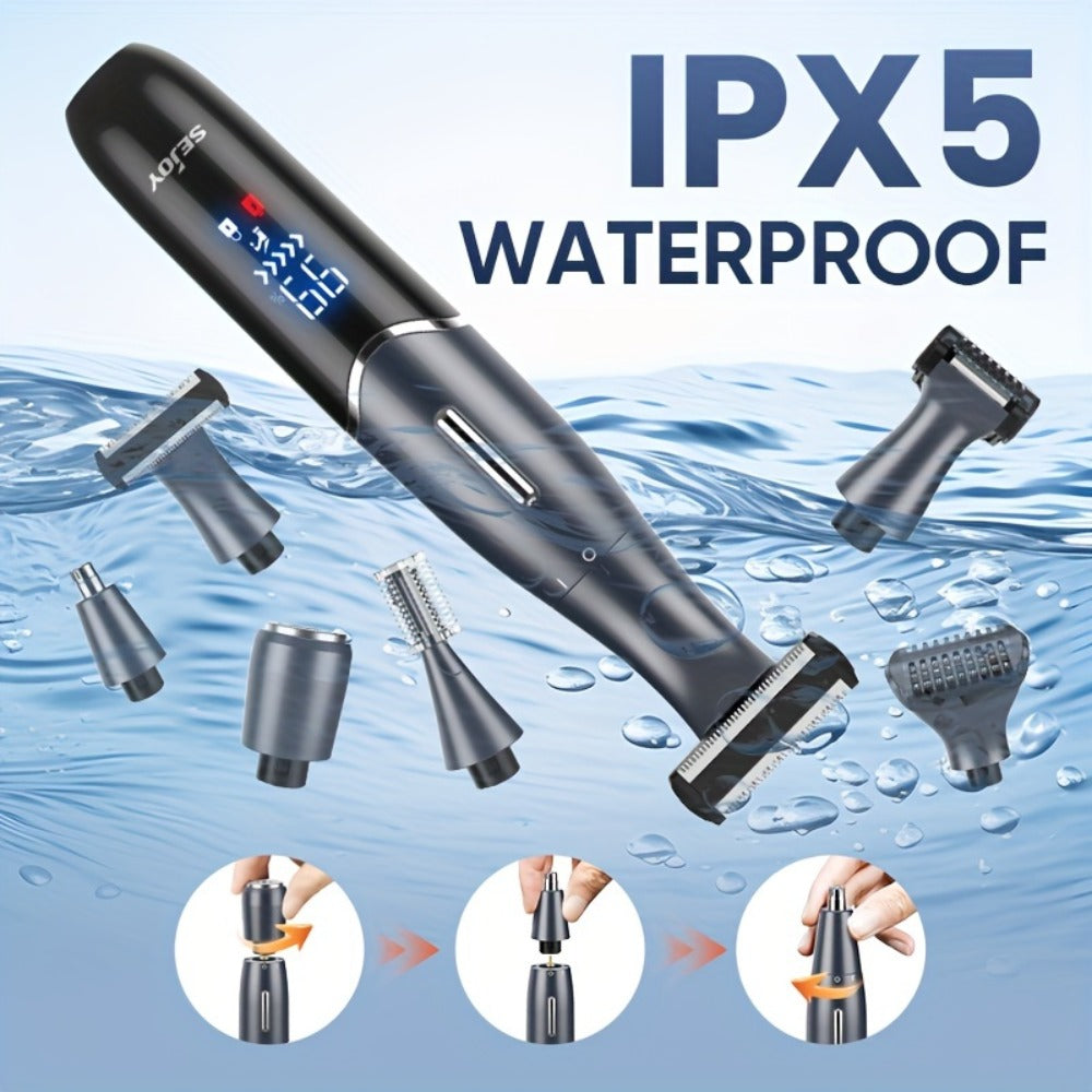 Six in One Bikini Trimmer and Electric Razor for Women and Men, Wet Dry Grooming Set in Purple — image 6