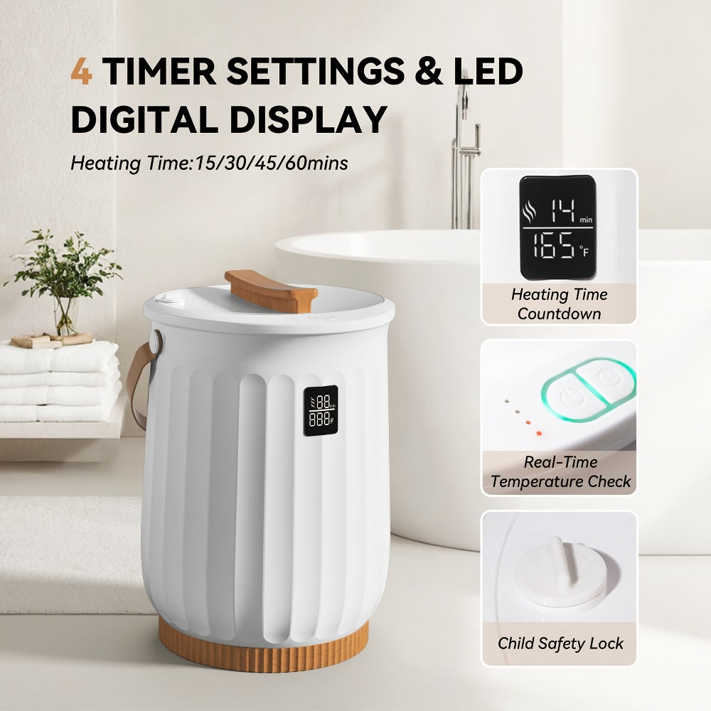 20L Digital Towel Warmer Bucket with LED Display, Four Timer Settings, Child Lock and White Finish — image 2