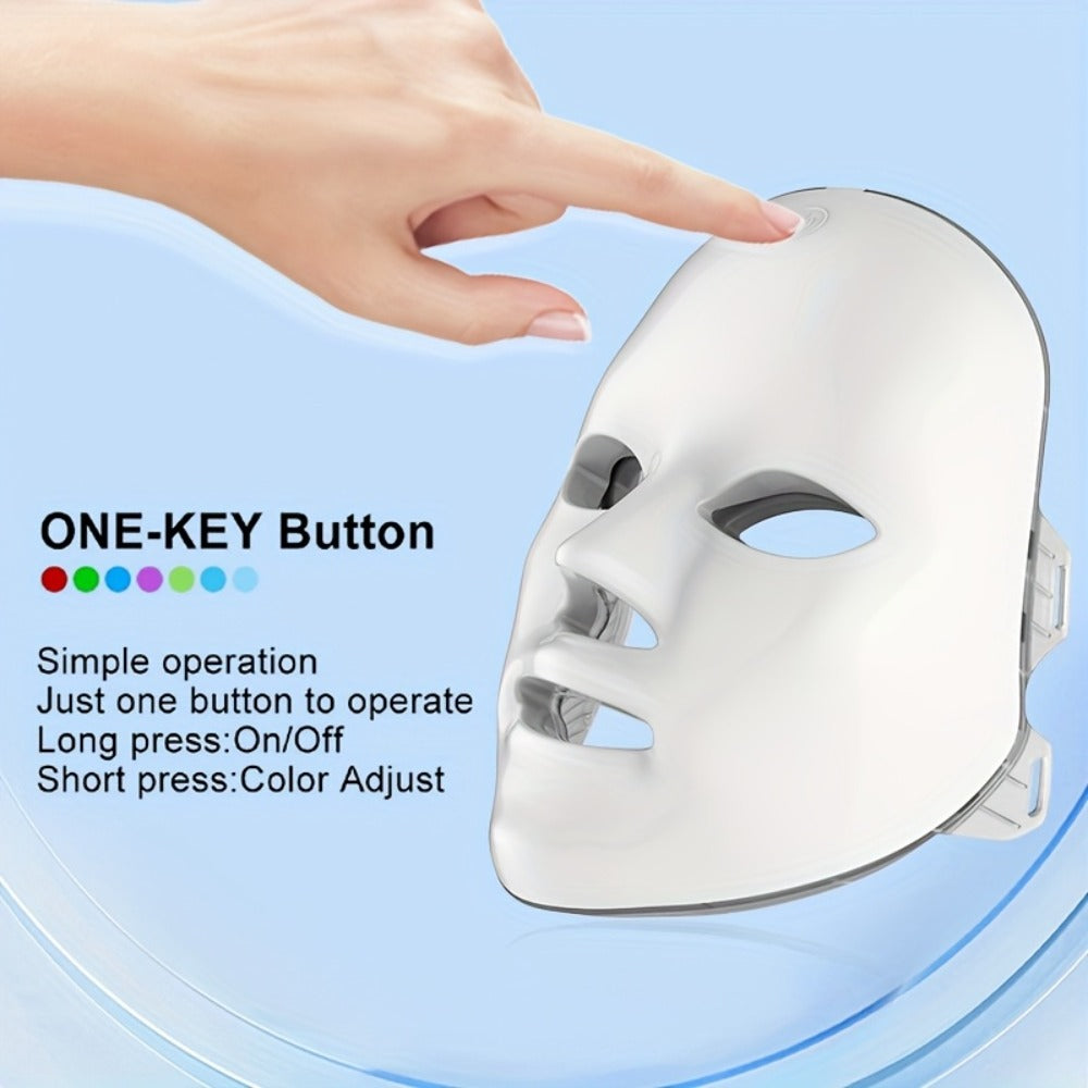 LED Light Therapy Facial Mask Device 7 Color Photon Skin Rejuvenation Face Care Beauty Tool for Entryways, Bedrooms and Livin