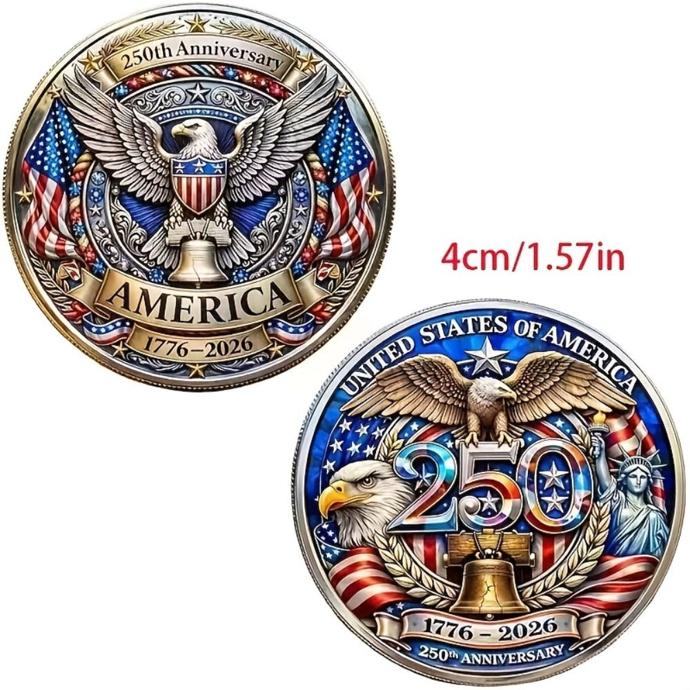 US 250th Anniversary Commemorative Coins 1776-2026 Set of 10 – America 250 Collectible Coins with Dual Historical Patterns — 