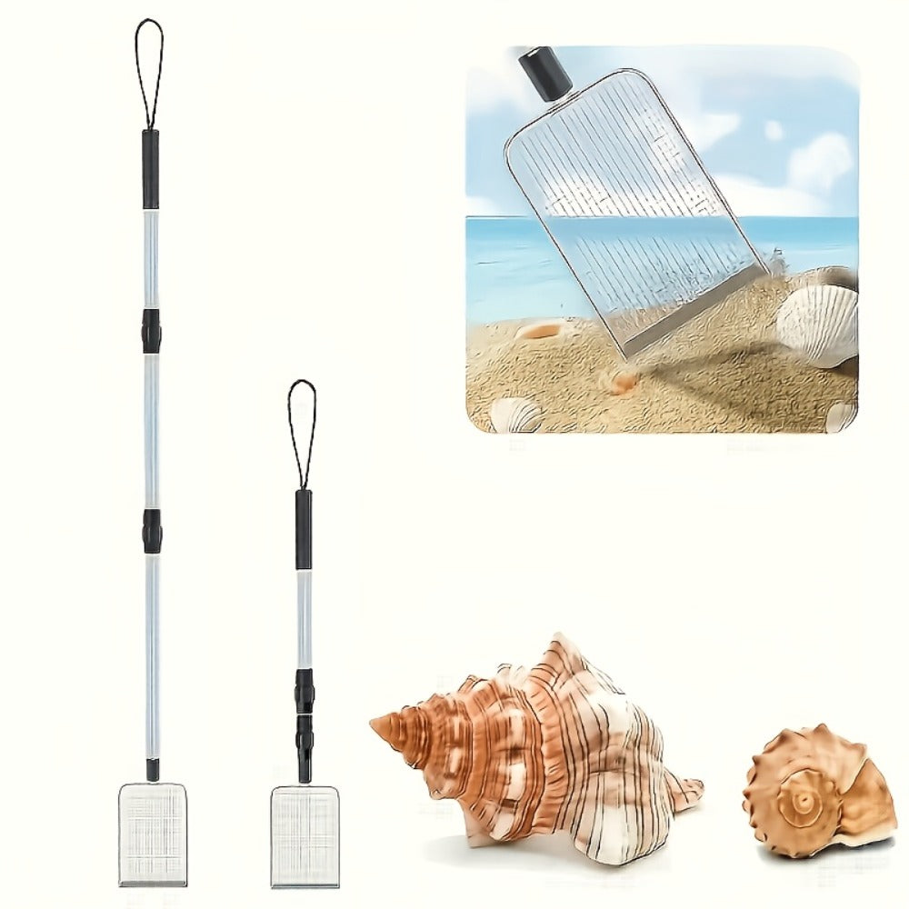 Stainless Steel Beach Sand Sifter with Retractable Telescopic Handle – Portable Sand Sieve for Treasure Hunting — image 5