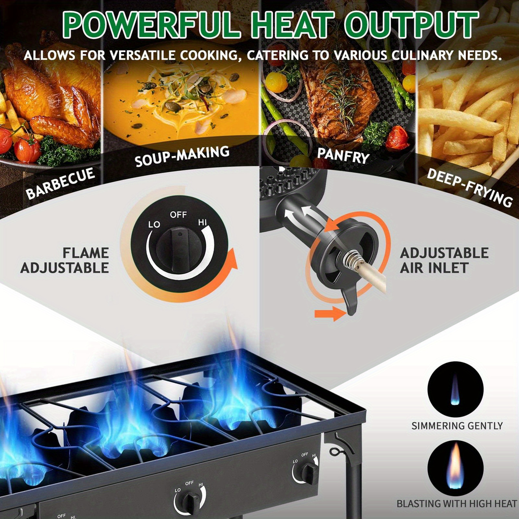Outdoor Propane Burner Stove Cast Iron 1 or 3 Burner, 225000 BTU High-Pressure Cooker with Adjustable Heat — image 13