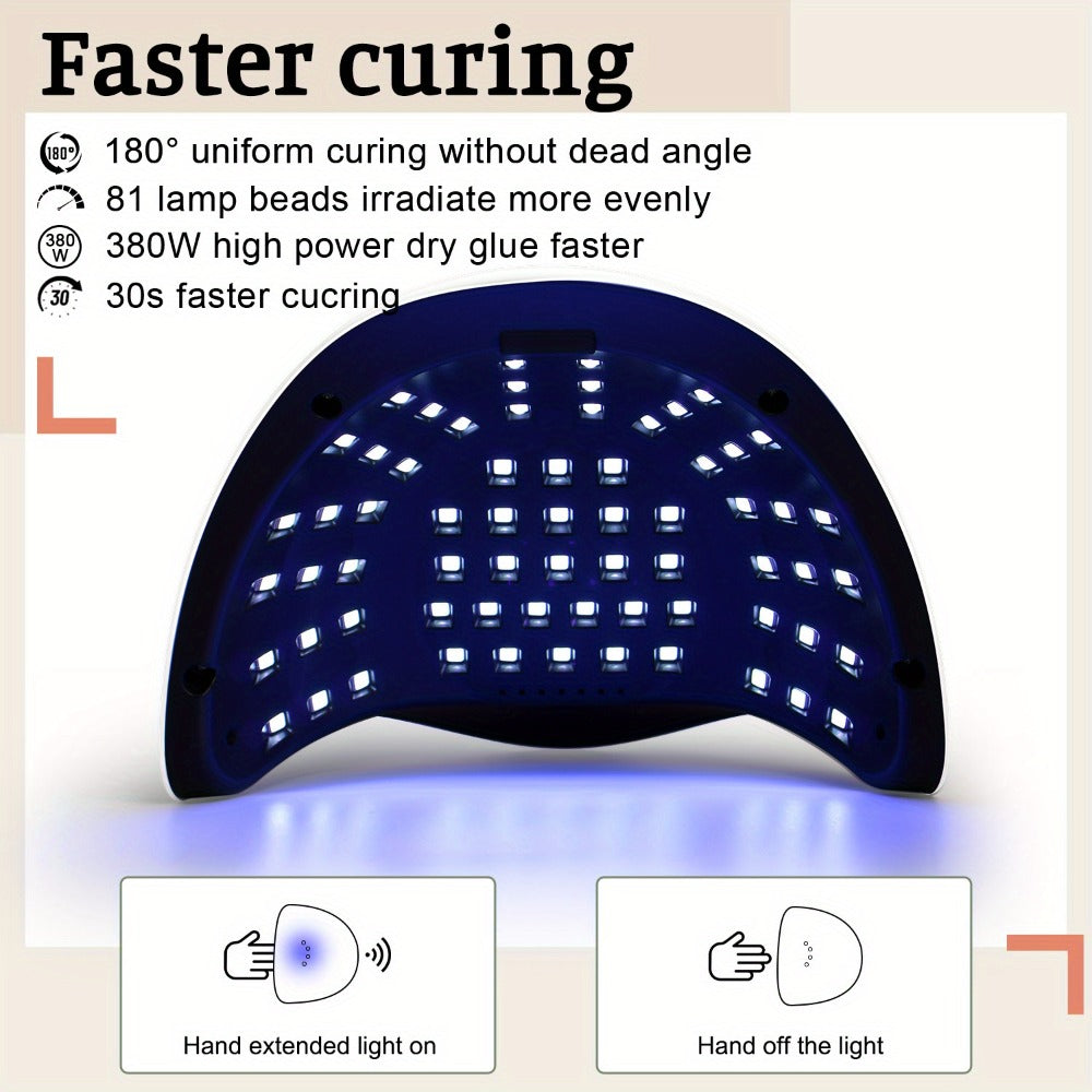 White Arch LED Nail Lamp with 380W and 81-Bead Labels, LCD Display and Four Timer Settings — image 10