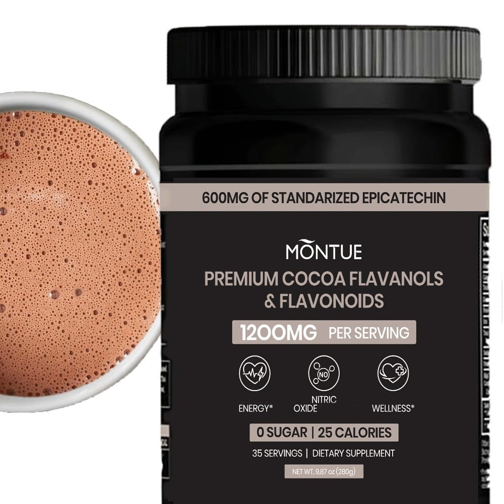 High Flavanol Cocoa Powder 1200mg Per Serving, Cocoa Flavanols & Epicatechin, Unsweetened Dark Chocolate Cacao Powder for Bak