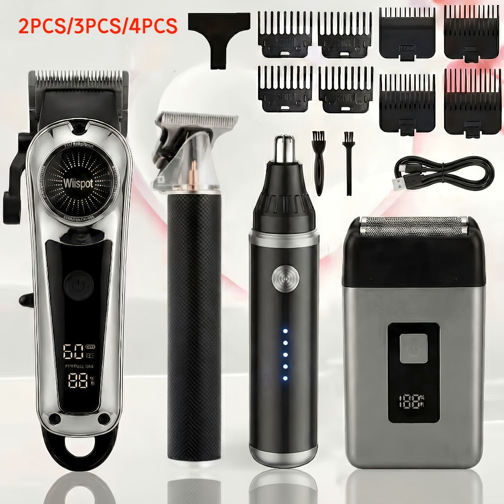 Hair Clipper Whistpot Two- or Four-Piece Cordless Grooming Set with USB Charging and Battery Displays — image 2