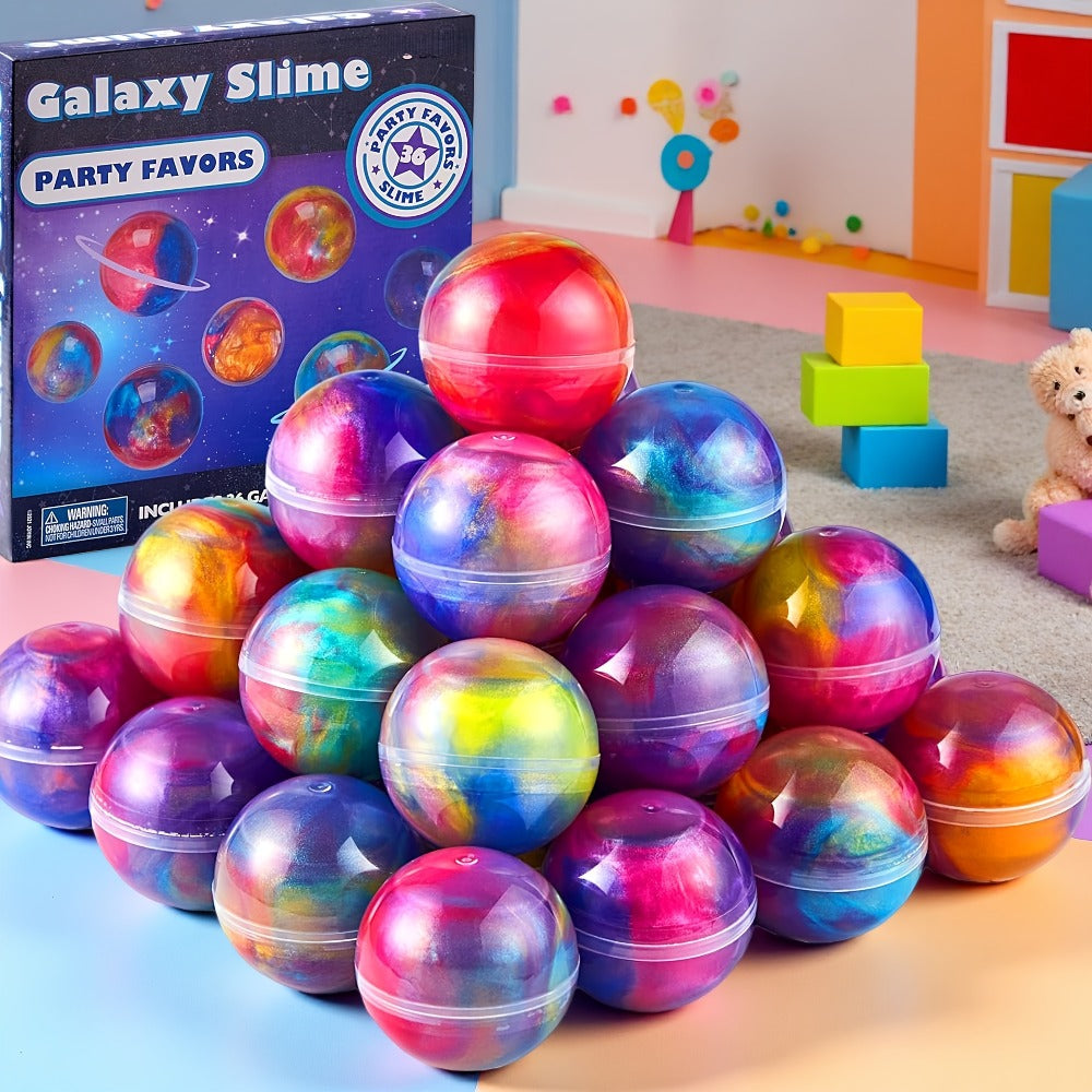 Galaxy Slime Balls 36 Pack Party Favors, Non-Sticky Bendable Slime Spheres for Kids Birthday, Classroom Rewards — image 1