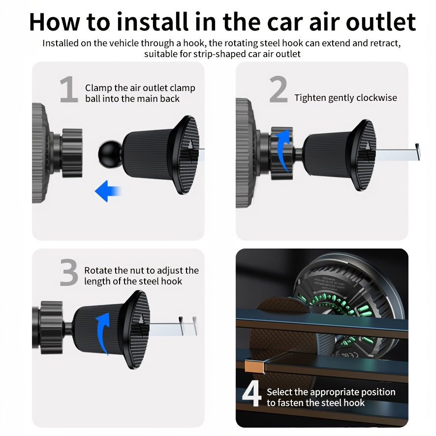 MagSafe Car Wireless Charger for iPhone 12-16 – Magnetic Air Vent Mount with Dual Cooling Fans, Qi1 Fast Charging — image 6