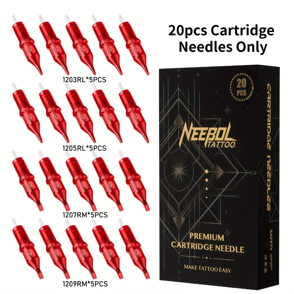 Assorted Tattoo Cartridge Needles Set 20/50pcs - Round Liner Shader Curved Mag Mixed Pack, #10 Bugpin #12 Standard — image 14