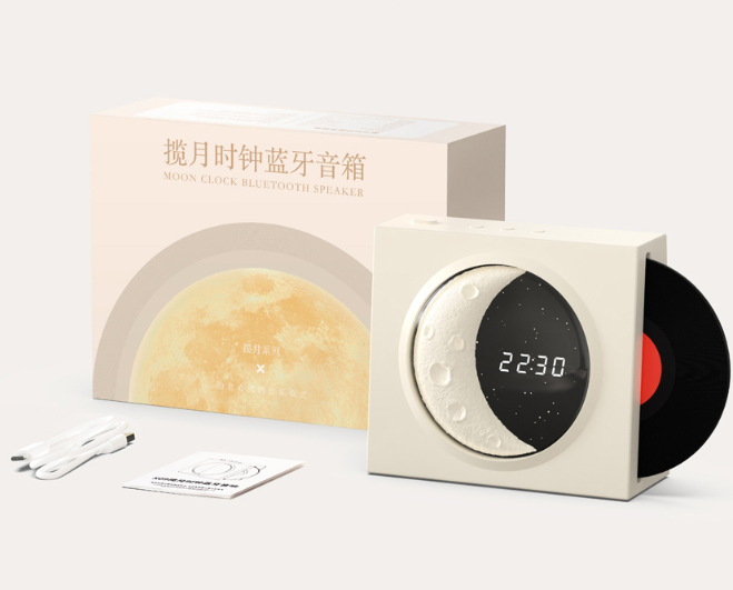 Moon Clock Bluetooth Speaker Vinyl Nostalgic Feelings High Volume Small Speaker