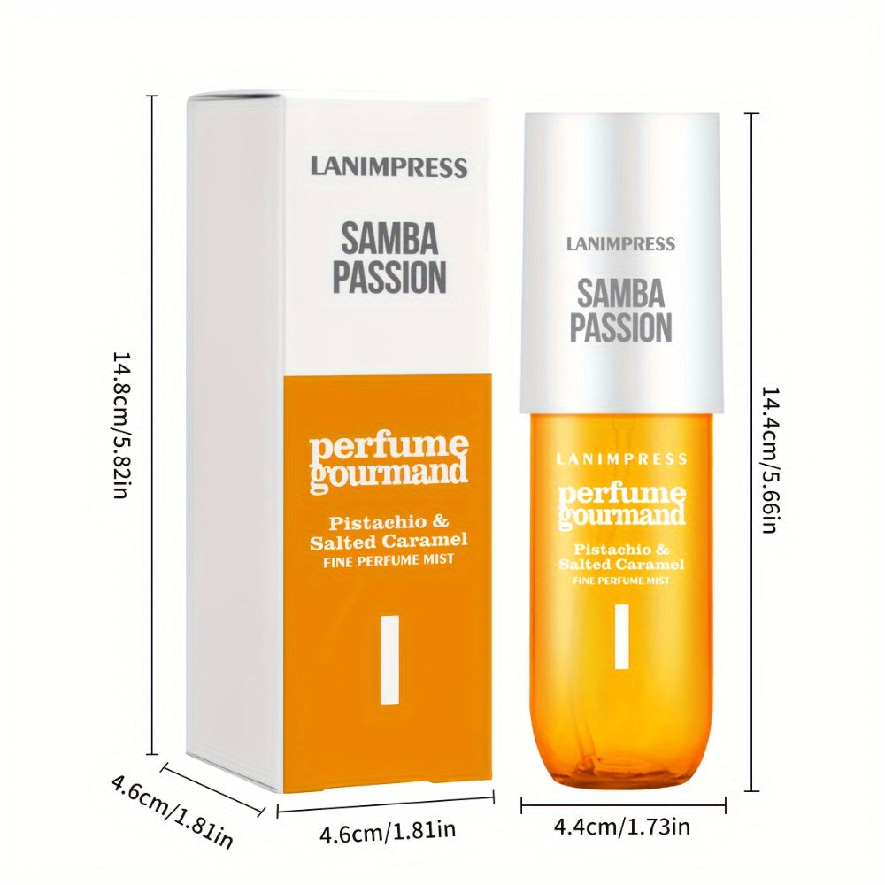 Hair & Body Perfume Mist for Women 3oz Samba Passion Gourmand Sweet Fragrance Spray Moisturizing Long Lasting Dual Use Fine M