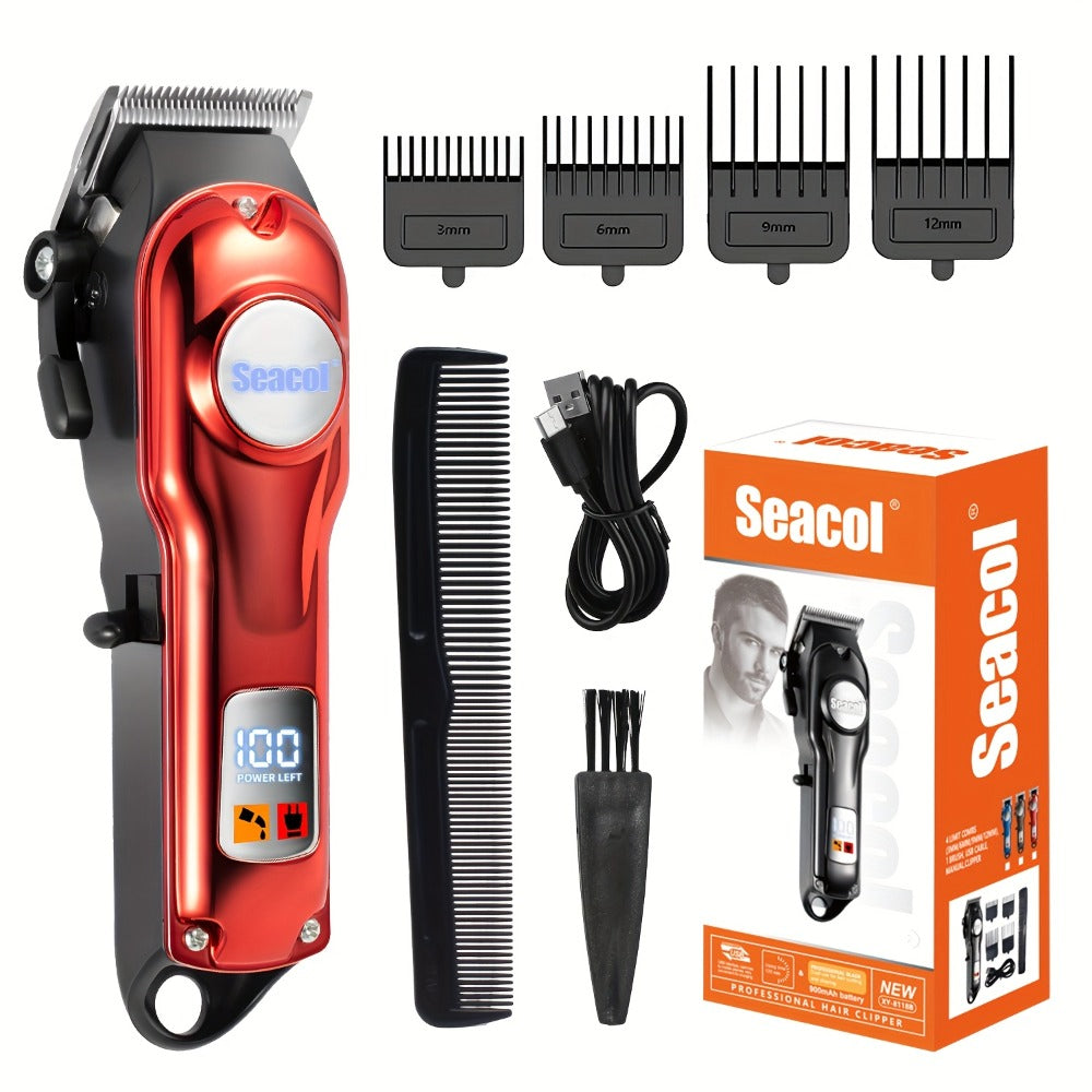 900mAh LCD Hair Clippers for Men – USB Rechargeable Cordless Electric Trimmer with Limit Combs & Cleaning Brush — image 1