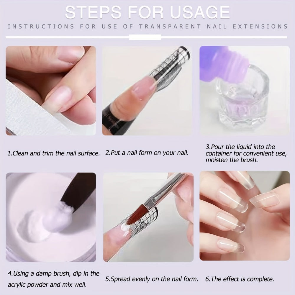 Acrylic Nail Kit NOCIS Three-Color Powder Set with Liquid Monomer, Brush Cleaner, Four Brushes and Mixing Cup — image 7