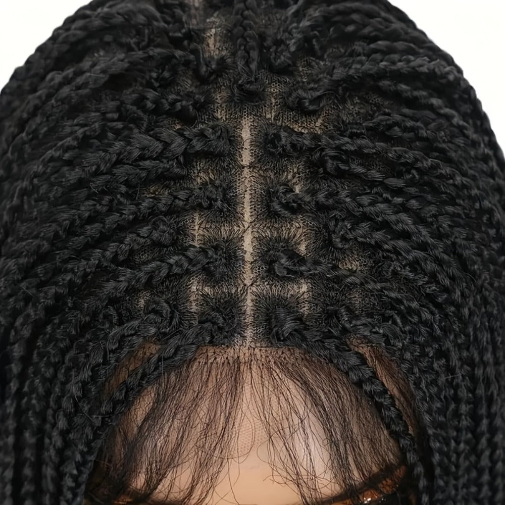 Thirty-Inch Box-Braid Wig with 360 Lace Cap and Four Black, Blonde, Burgundy or Auburn Options — image 11