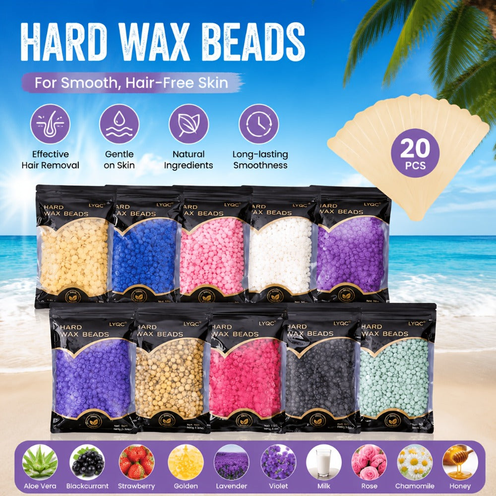 Hard Wax Beads for Hair Removal Full Body 1000g/2000g – Professional Waxing Kit with 20 Applicator Sticks — image 3