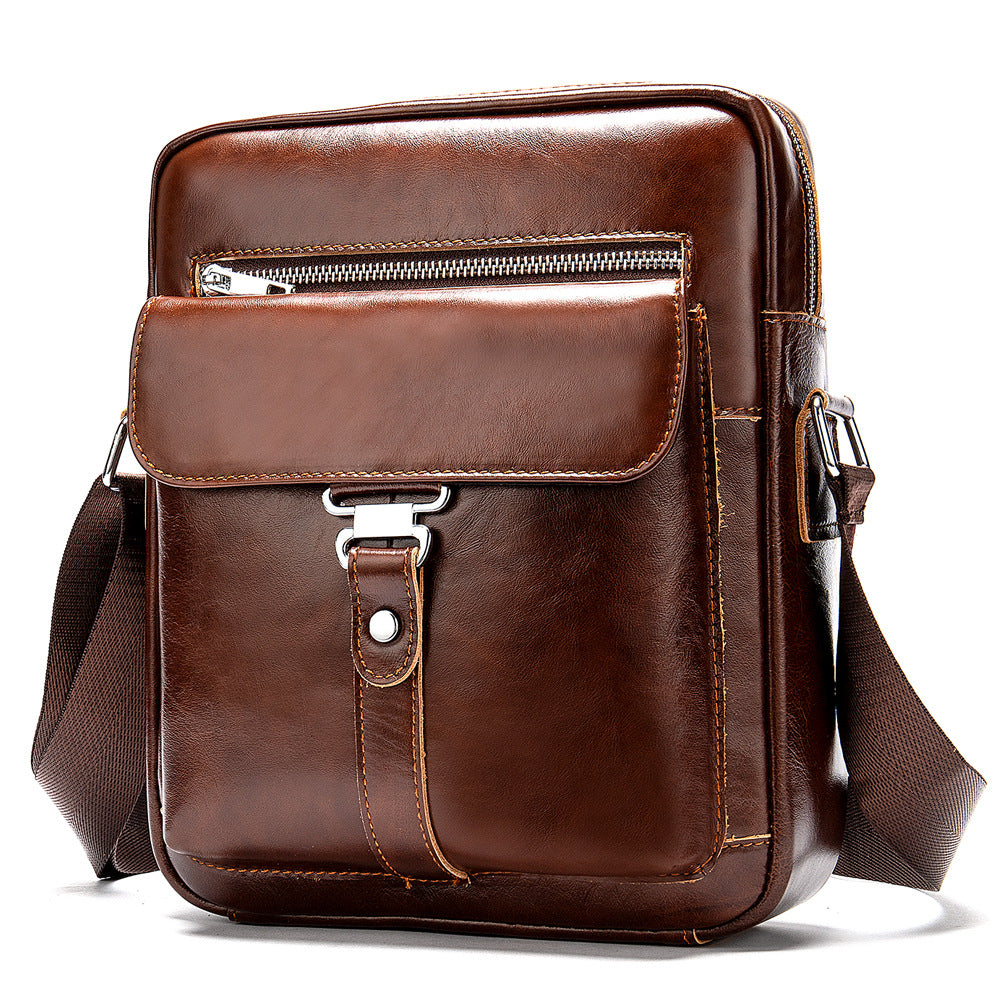 Men's Leather Messenger Bag Vintage Casual First Layer Cowhide