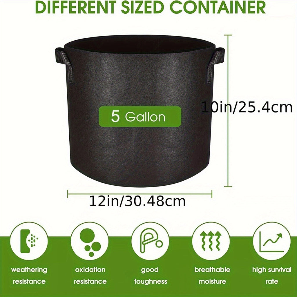 Black 5-Gallon-Labeled Grow Bags with Handles in 10-Pack or 20-Piece Checkout Options for Garden Planting — image 3