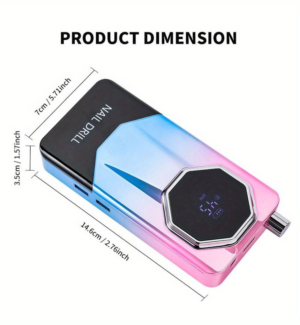 Electric Nail Drill 45000 RPM USB Rechargeable Kit with LCD, Forward Reverse and Three Finishes — image 16