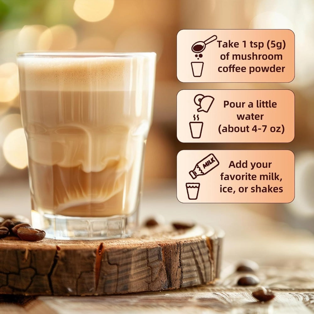 Mushroom Coffee Blend Powder 210g, Instant Coffee with Lion's Mane, Reishi, Cordyceps, Chaga & Chanterelle — image 14