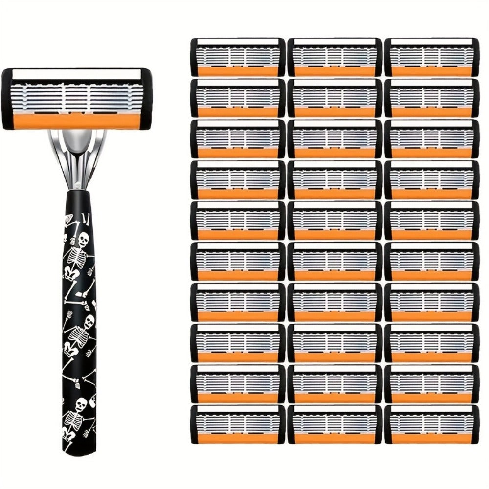 Safety Razor for Men 7-Layer Progressive Blades – Non-Slip Stainless Steel Handle Classic Double Edge Razor for Beard & Musta