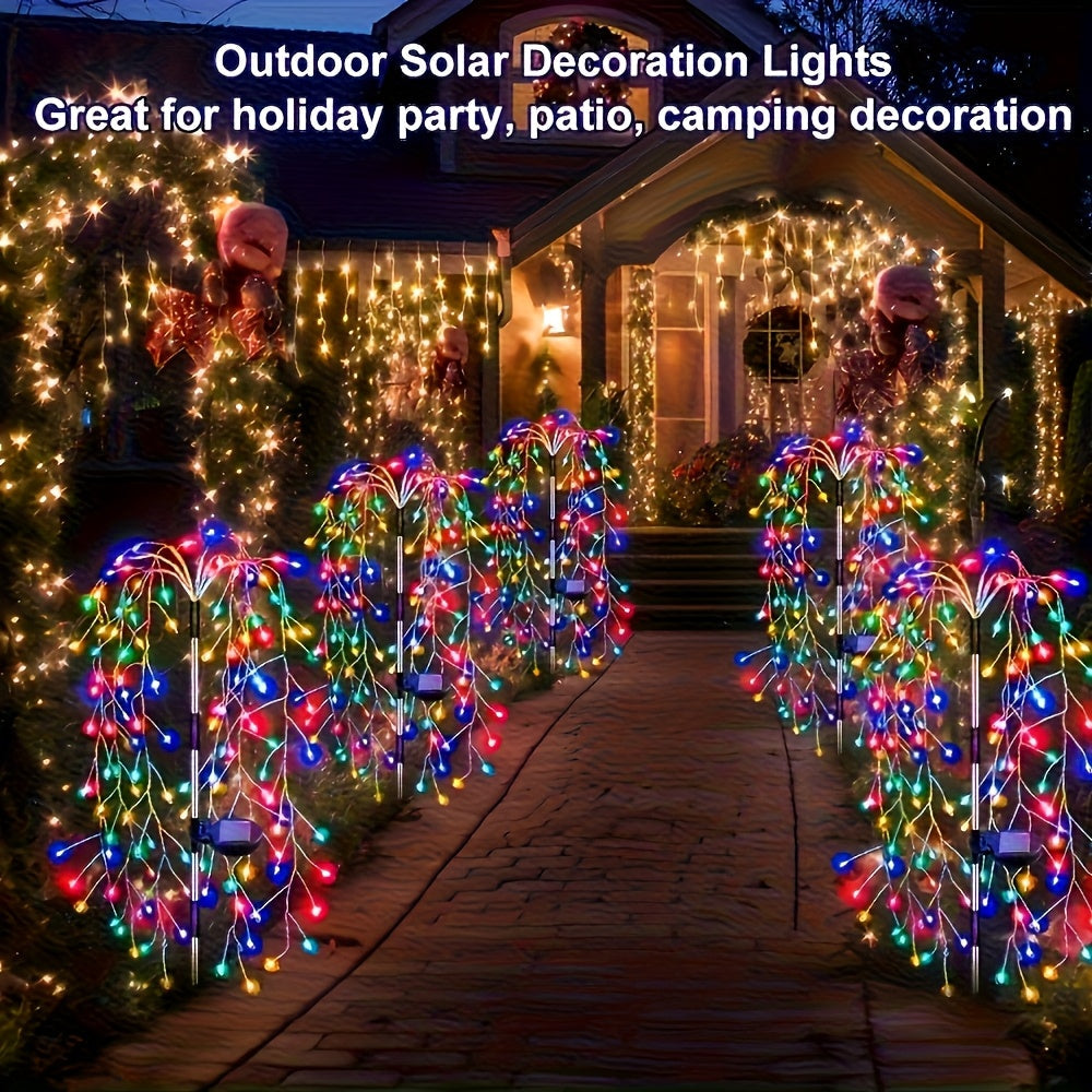 Solar Firecracker Cluster String Lights with 120 LEDs in Warm Color or Multicolor Checkout Options — image 1