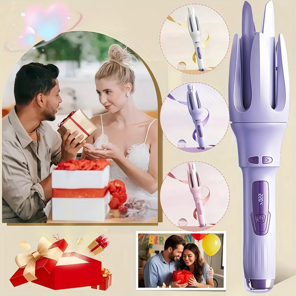 Automatic Rotating Curling Iron 4 Temperature Settings 40M Negative Ion Ceramic Barrel, for Home, Travel and Salon Hair Styli