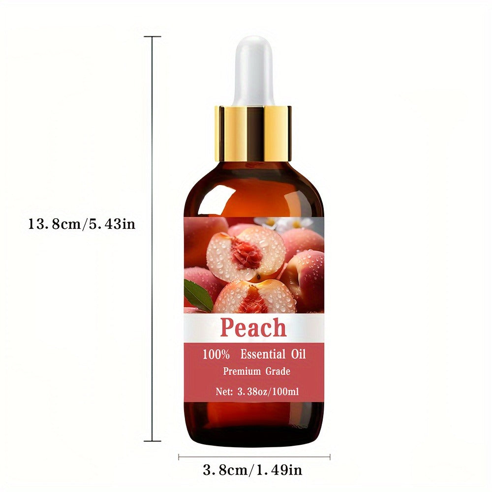 Peach Essential Oil 100ml Pure Care Grade Sweet Fruity – Aromatherapy Body Oil for Skin Moisturizing, Hair Care, Nail Care — 