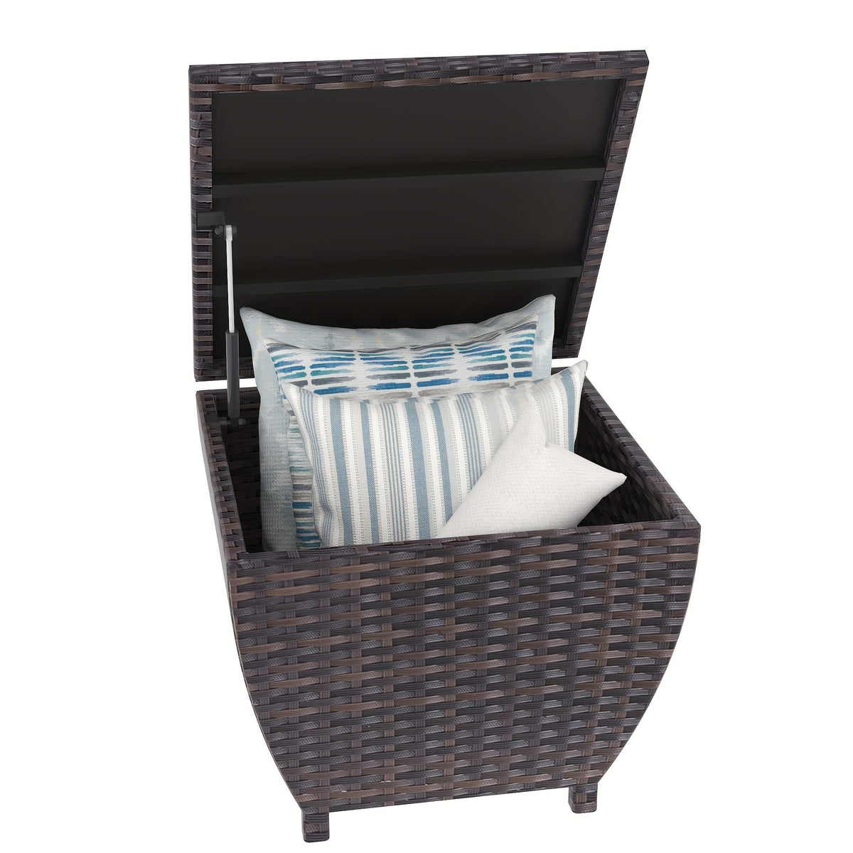 PE Wicker-Look Outdoor Storage Side Table with Flip-Top Lid and Brown, Gray or Black Options — image 6