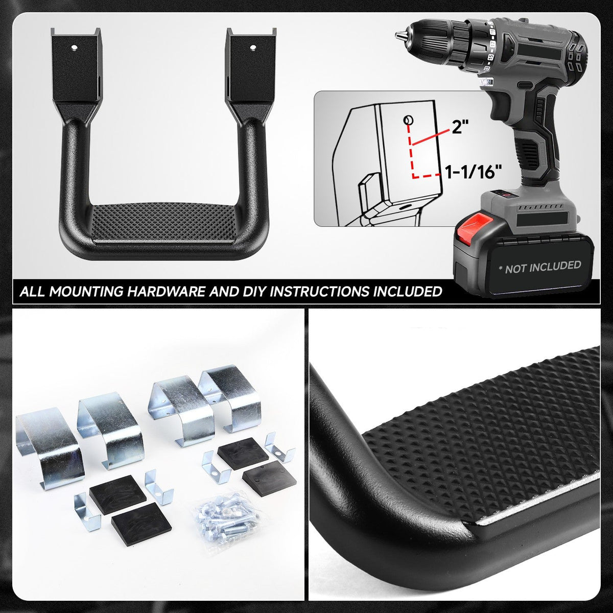 Aluminum Side Step Pad for Truck SUV – Universal Fit, 350 lbs Capacity, Non-Slip, Fits Chevy GMC Ford Dodge Ram Toyota Nissan