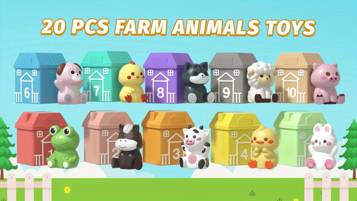 Farm Animal Toys Set 20 Colorful Figures, Educational Barnyard Playset for Toddlers Boys Girls Ages 3+ — image 7