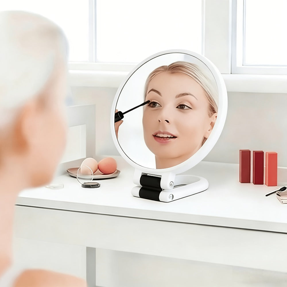 Handheld Magnifying Mirror 85X High Magnification for Makeup – 360° Adjustable Handle, Dual Sided 1X 80X, Colorful Border Com