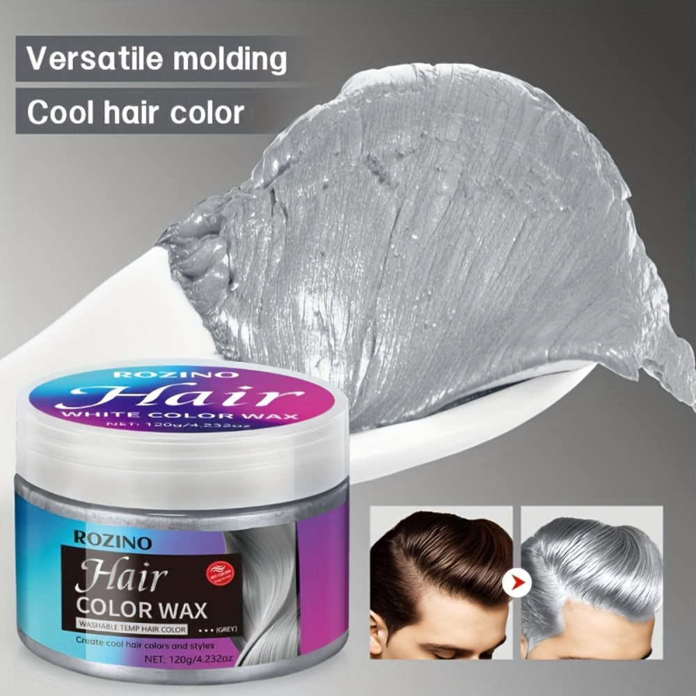 ROZINO Grey Hair Color Wax 3-in-1 Color Style & Fix – Vitamins & Protein Formula, Hides Grey Instantly, Natural Volume, Easy 