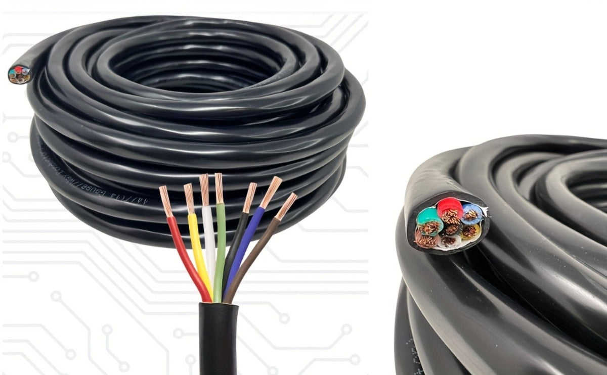 7-Way Trailer Wire 14 Gauge CCA 7 Conductor Color-Coded Heavy Duty Wiring Harness for Trailer RV Camper – 50FT or 100FT — ima