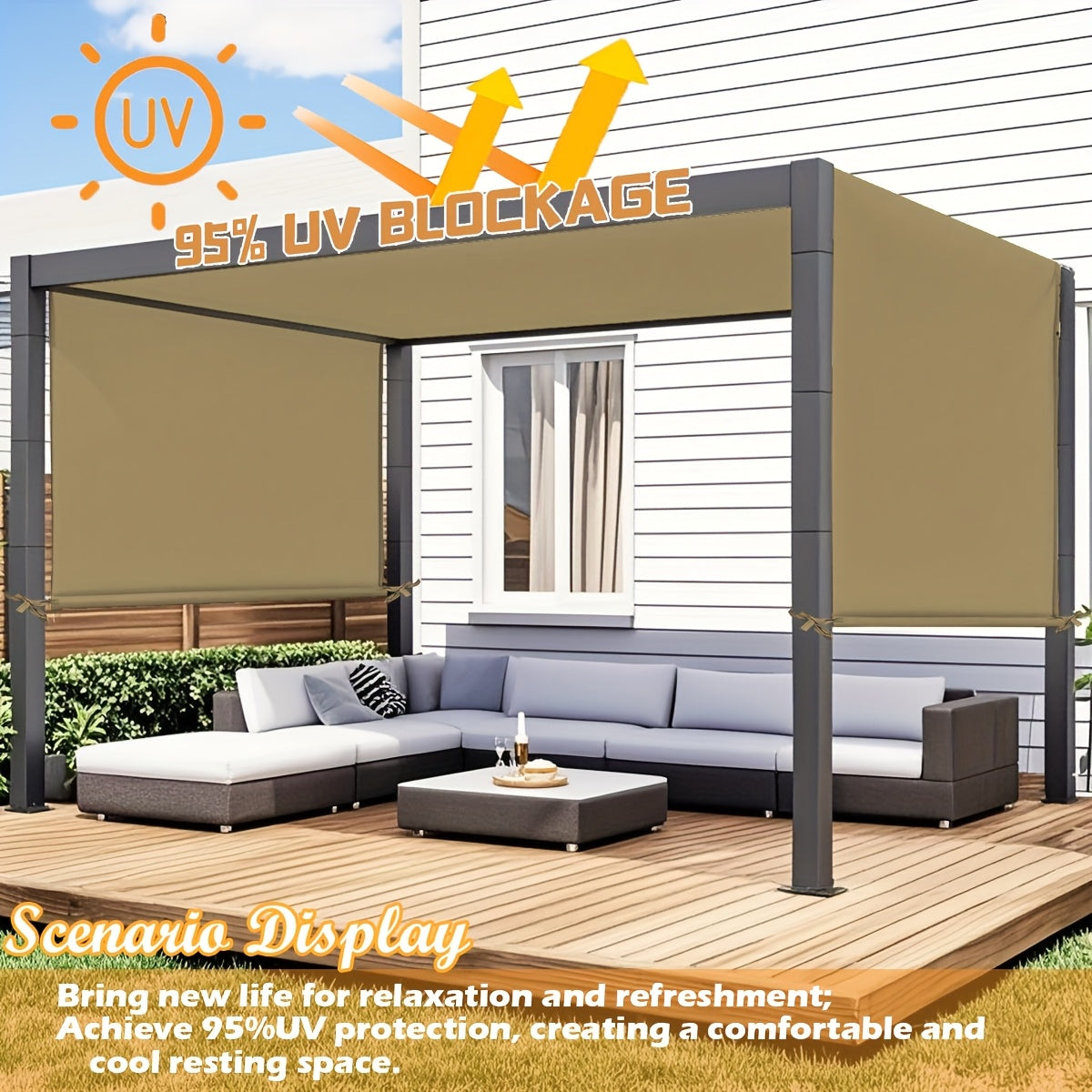 Pergola Canopy Replacement Retractable UV Block | Patio Shade Cover — image 14