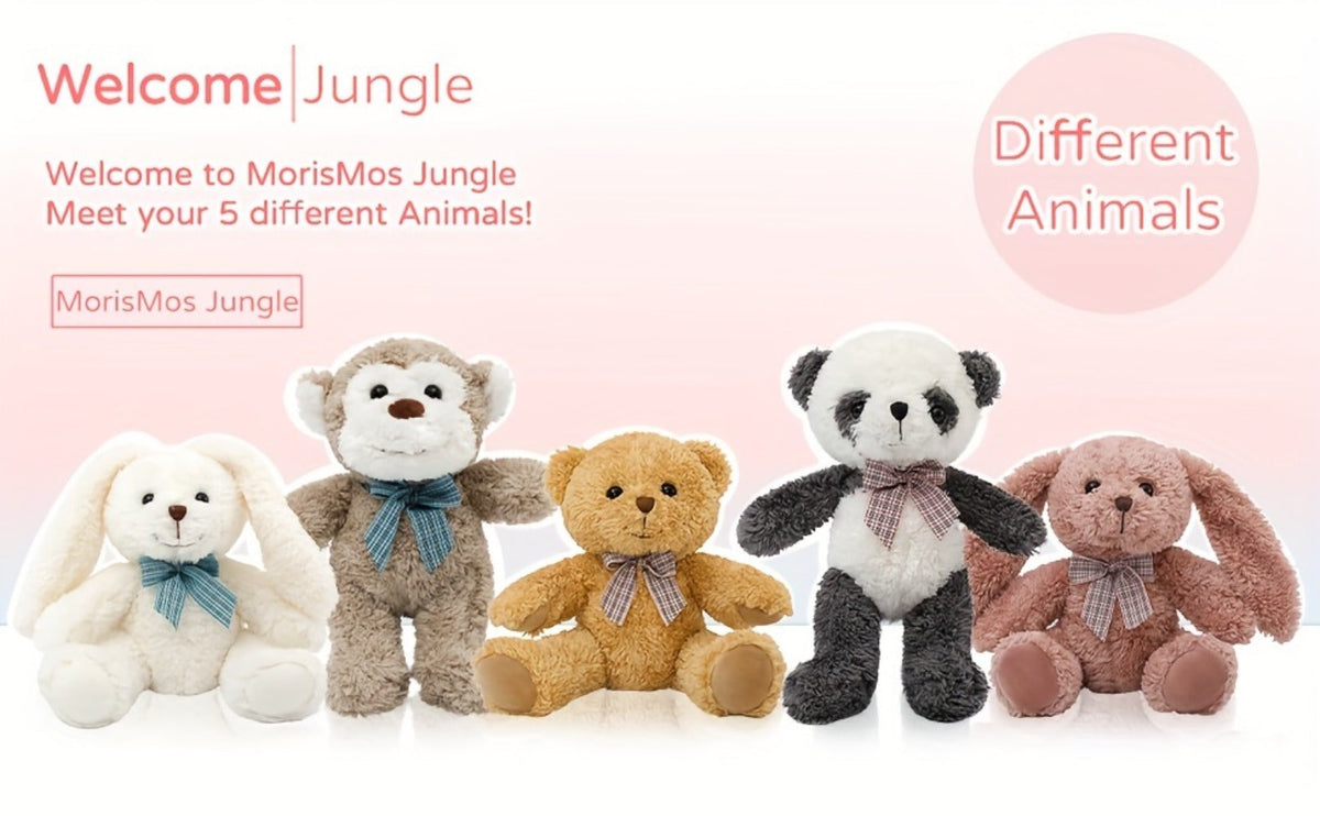 Stuffed Animal Five-Piece Bear, Monkey, Panda and Rabbit Set in 12.5-Inch Assorted Designs — image 6